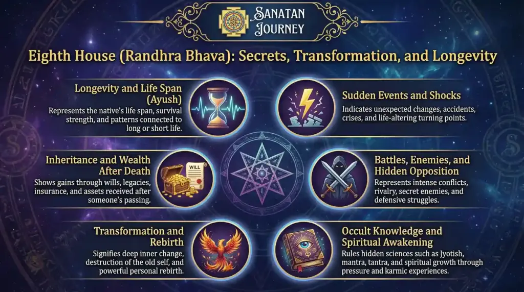 Major Karakatvas (Significations) of Randhra Bhava (Eighth House)