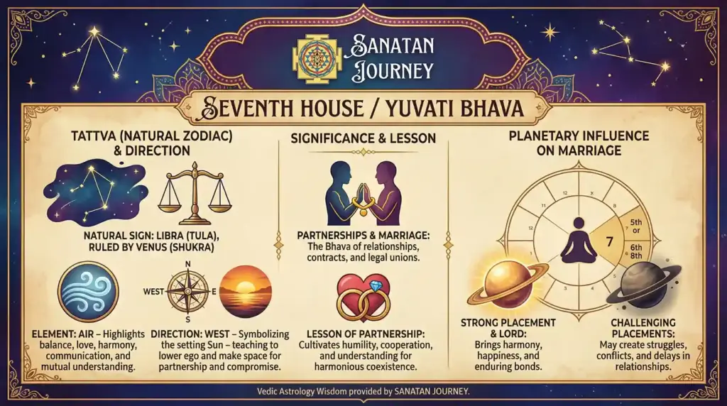 Tattva (Natural Zodiac) & Direction of Yuvati Bhava (Seventh House)