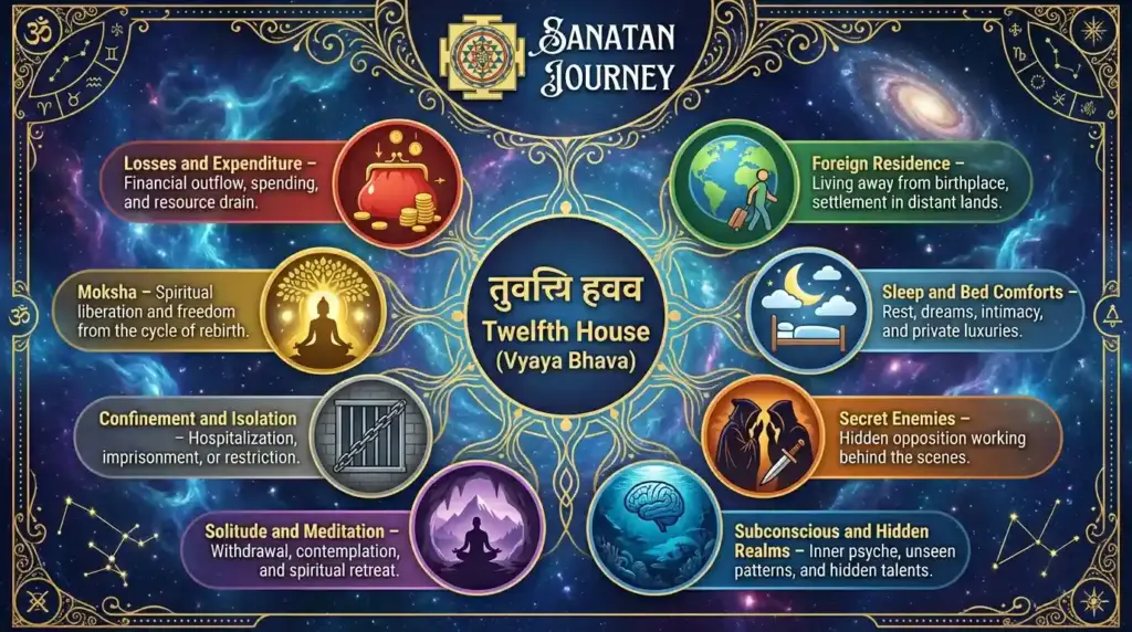 Major Karakatvas (Significations) of Twelfth House (Vyaya Bhava)