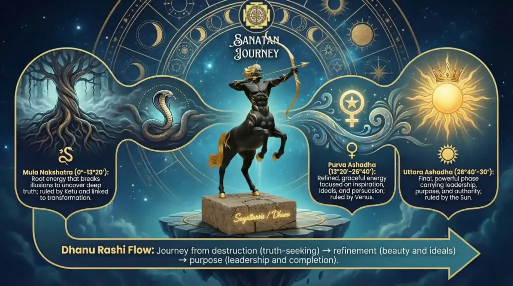 Nakshatra Divisions of Dhanu Rashi (Sagittarius)