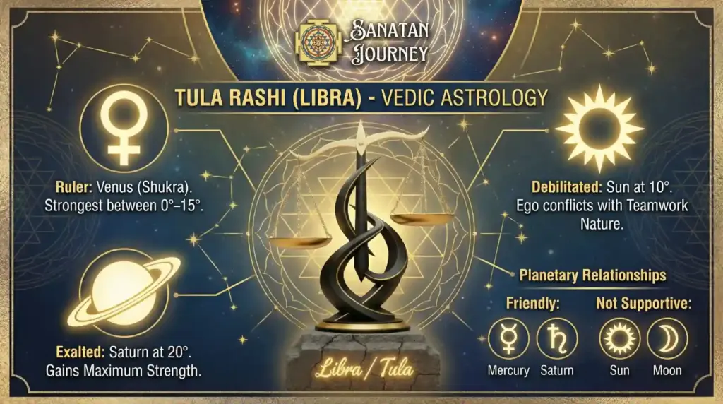Planetary Dignities & Relationships of Tula Rashi (Libra)