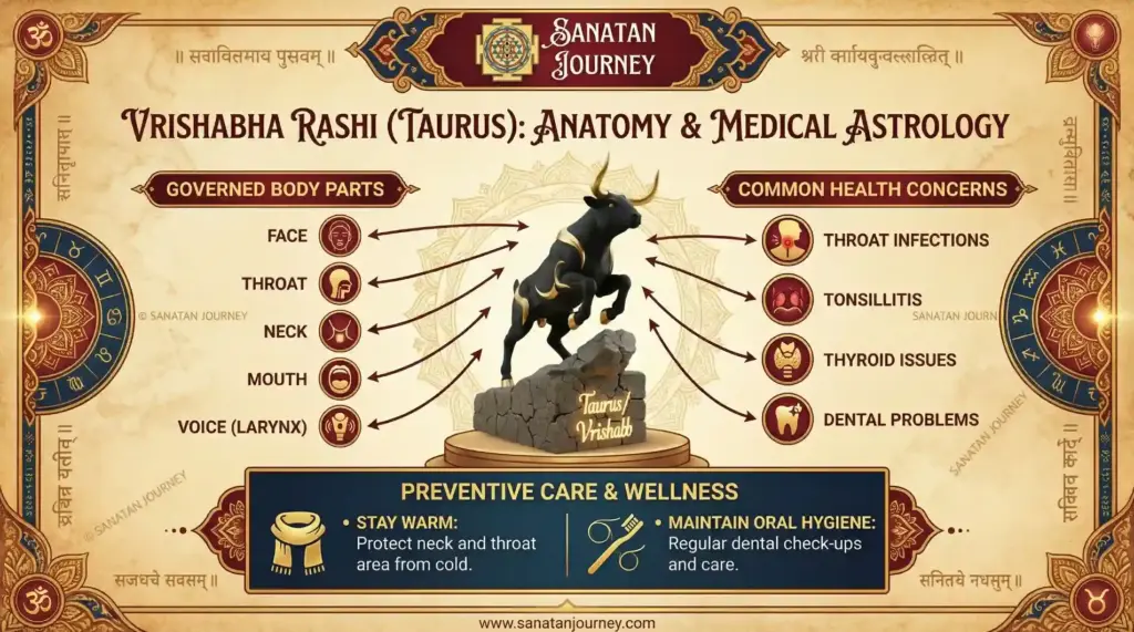 Anatomy & Medical Astrology of Vrishabha Rashi (Taurus)