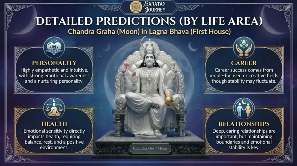 Detailed Analysis of Chandra Graha (Moon) is in Lagna Bhava (1st House)