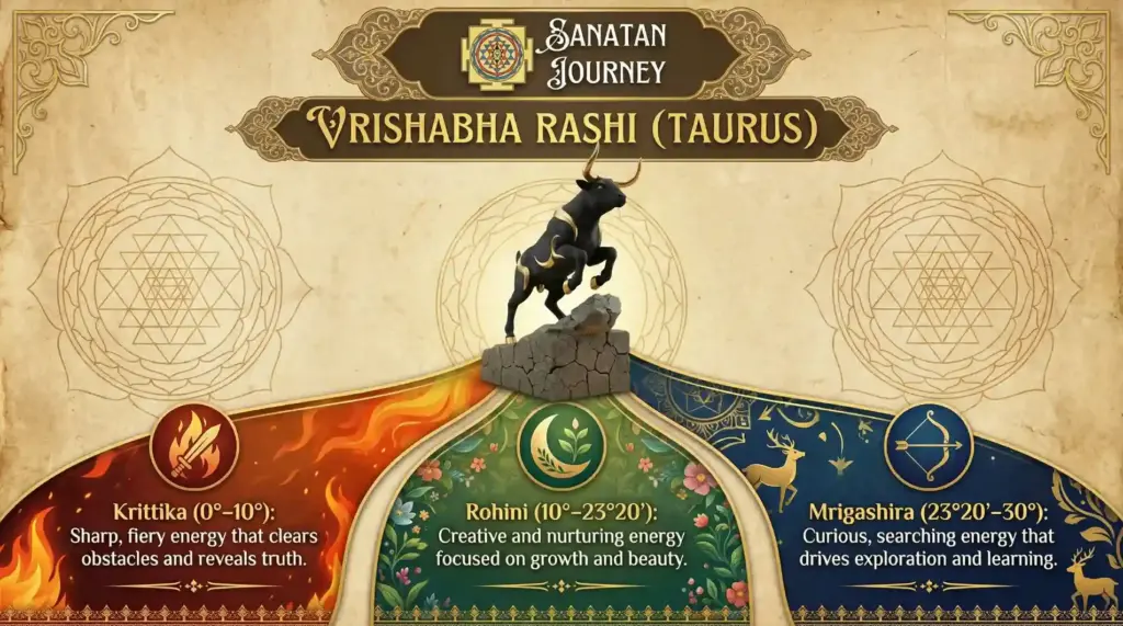 Nakshatra Divisions of Vrishabha Rashi (Taurus)